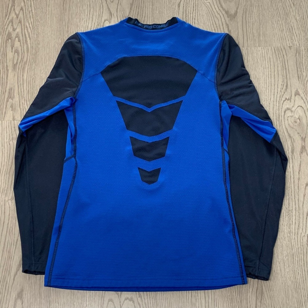 Nike Pro Combat Hyperwarm Shield Blue Long Sleeve… - image 2
